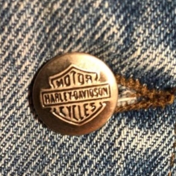 Vintage 90s Authentic Harley Davidson Denim Vest L - Picture 4 of 8